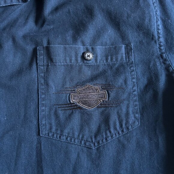 Harley Davidson Mens Sz Large Button Down Short Sleeve Shirt - Picture 2 of 8